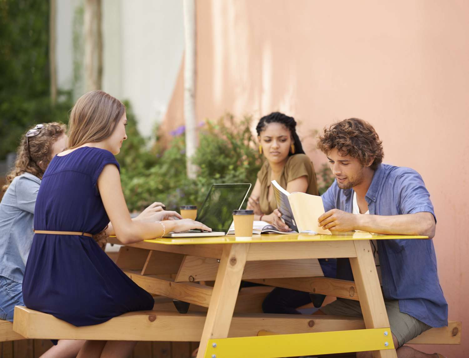 group of students studying