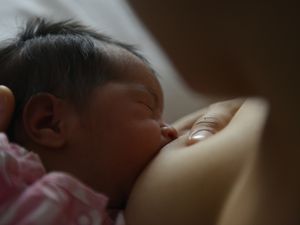 母亲在医院给新生婴儿哺乳