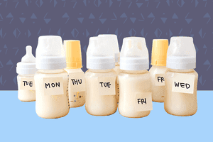母乳瓶上有标明星期几的标签