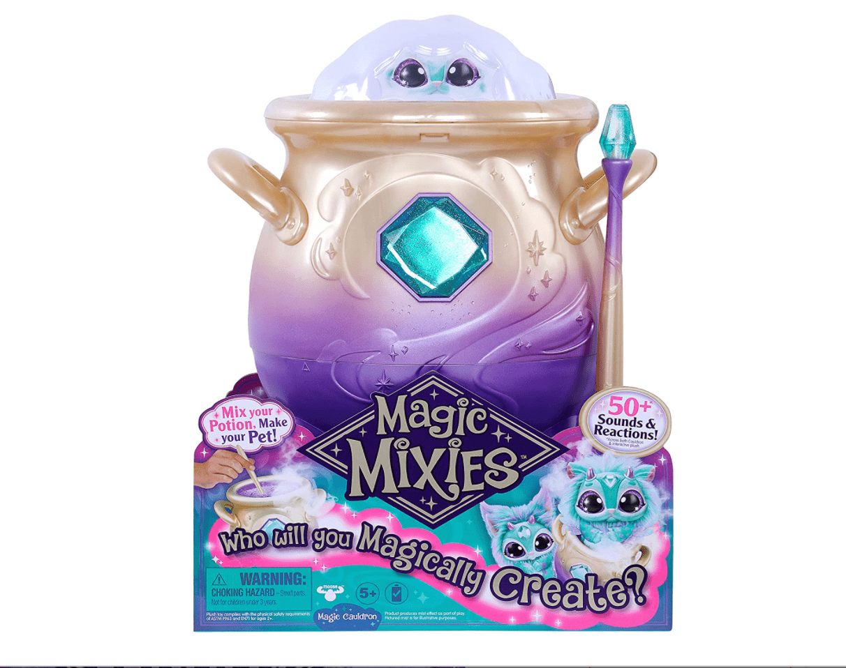 Magic Mixies Magical Misting Cauldron with Interactive 8 inch Blue Plush Toy and 50+ Sounds and Reactions, Multicolor