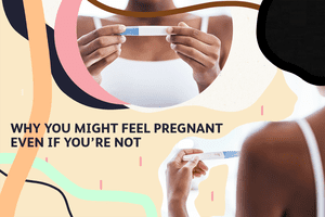 Woman looking at pregnancy test