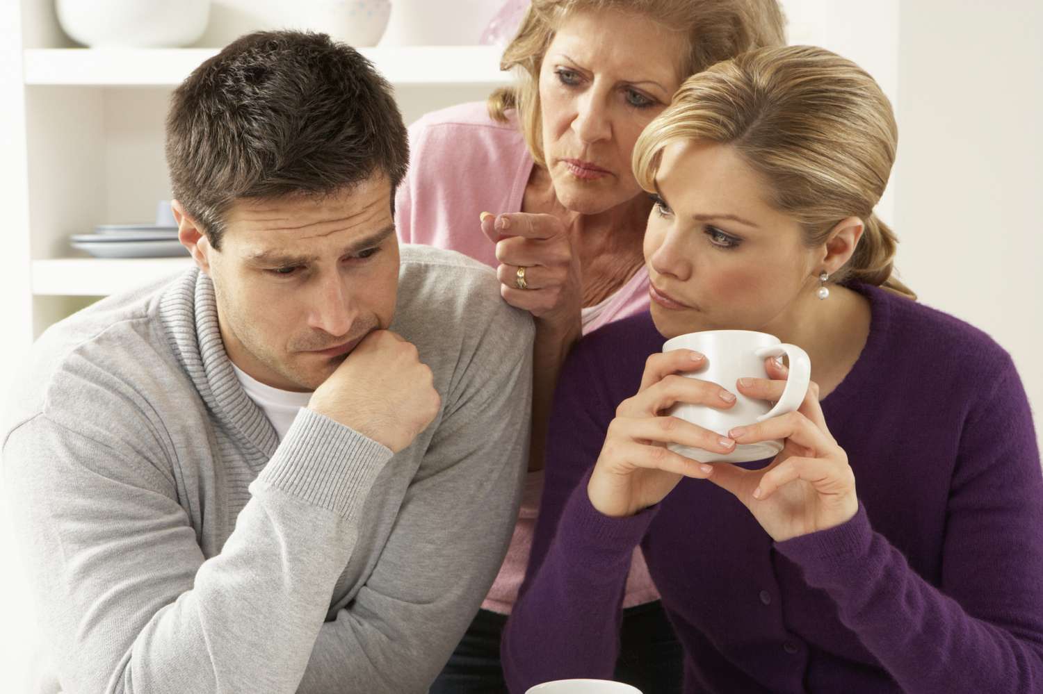 wife and mother-in-law upset with husband