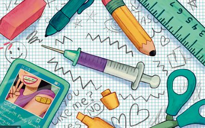 drawing of girl who got her covid-19 vaccine