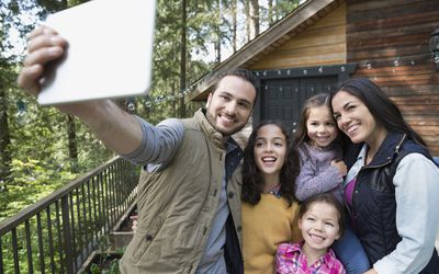A blended family taking a selfie