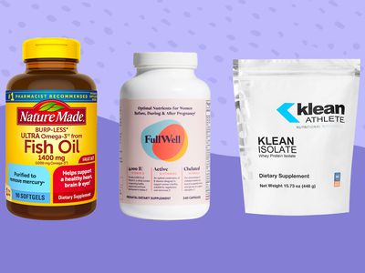 Three supplements that support a healthy pregnancy on a purple background