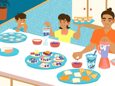 Family eating snacks together