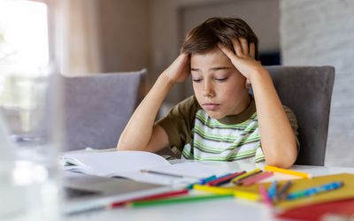 Boy having problems with homework