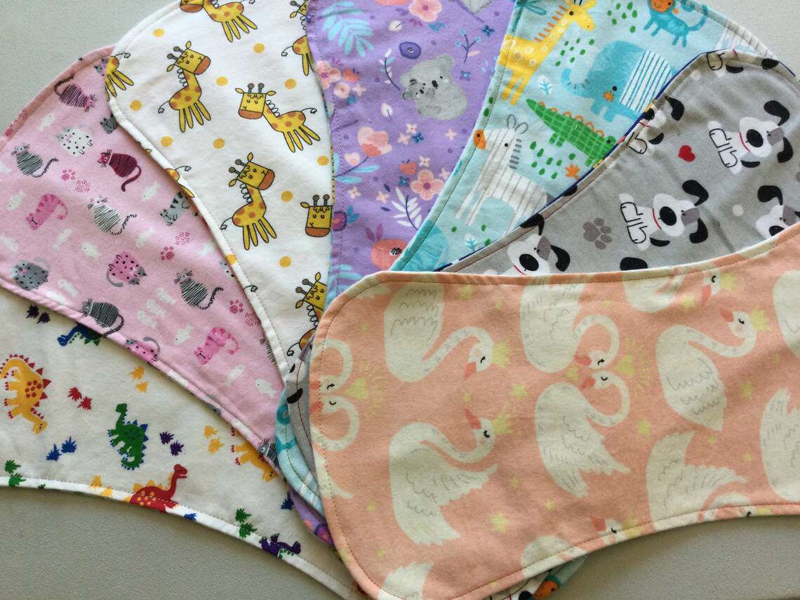 Reversible Baby Burp Cloths Set