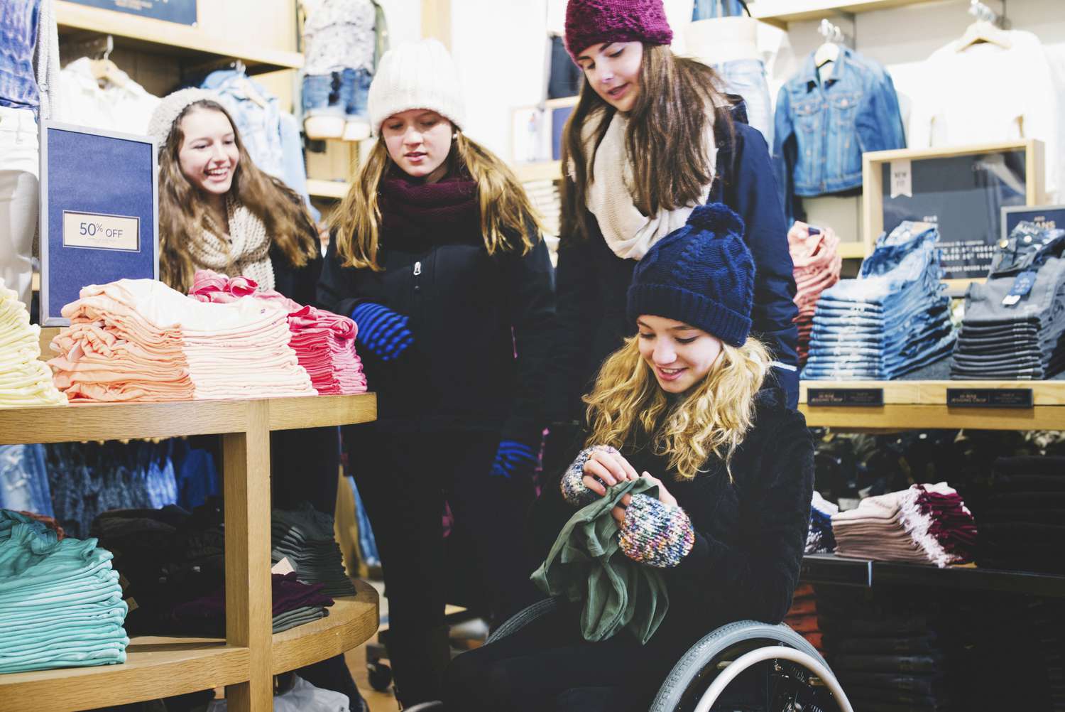 group of girls shopping