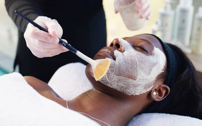 Woman getting a facial