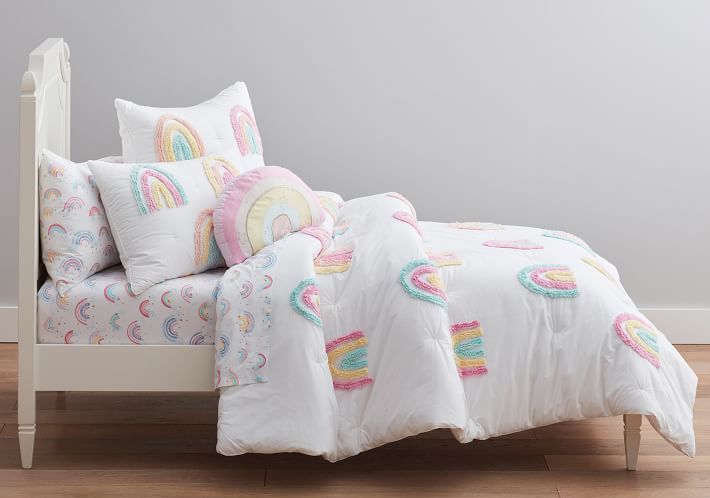 陶器谷仓儿童烛芯彩虹Comforter和Shams