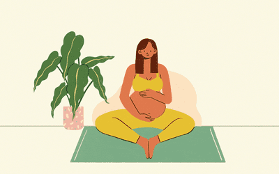 Illustration of pregnant woman on yoga mat