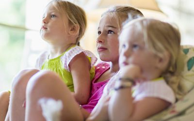kids' TV content rating - girls watching TV