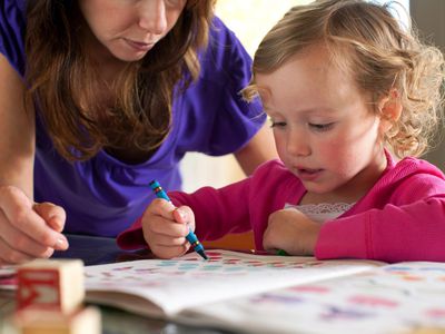 Pre School Girl learning.