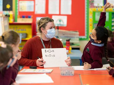 Kids in school with teacher