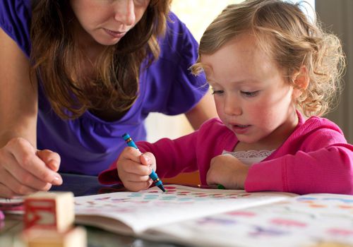Pre School Girl learning.