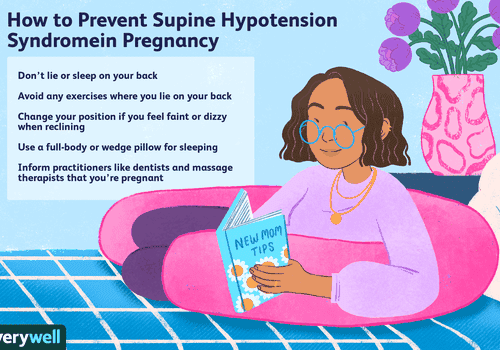 Woman laying on a pillow. Supine Hypotension Syndrome.