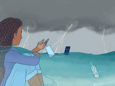 Teen in front of a cloudy sky