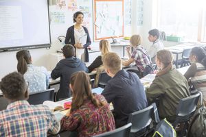 上课时老师和学生在教室里