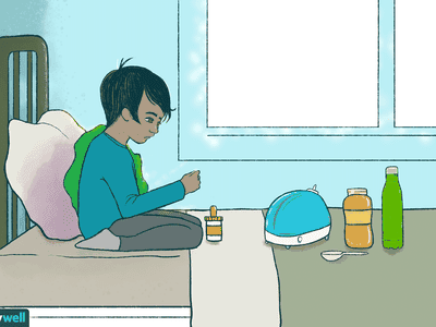 Boy with cough remedies