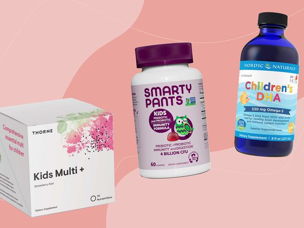 Three supplements for autistic kids on a pink background