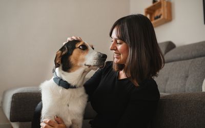 woman and dog
