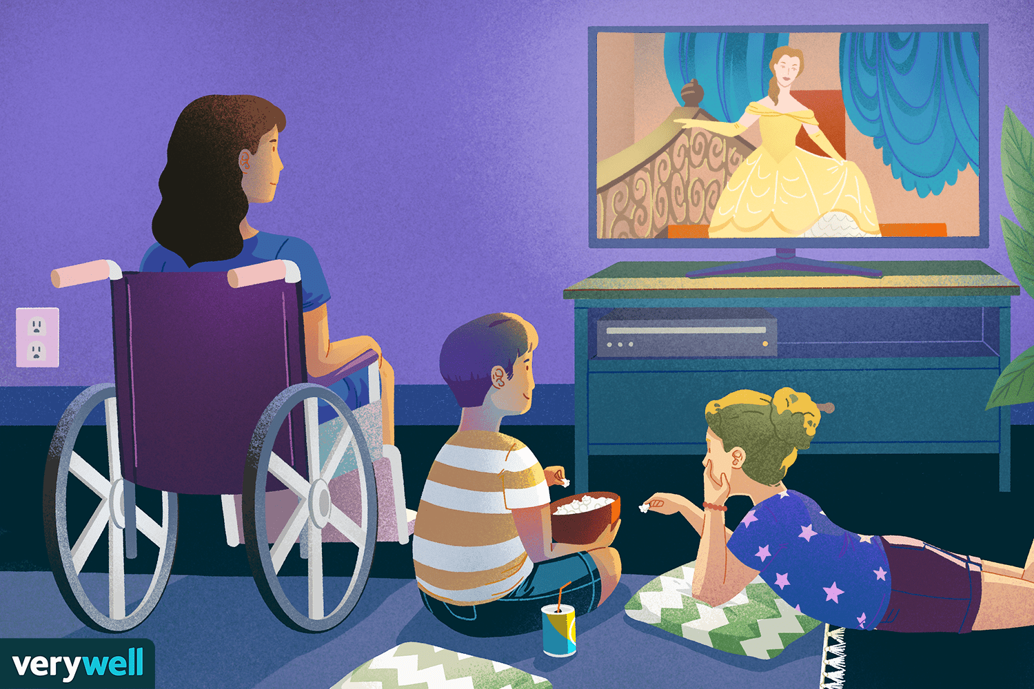 Illustration of children watching princess movie
