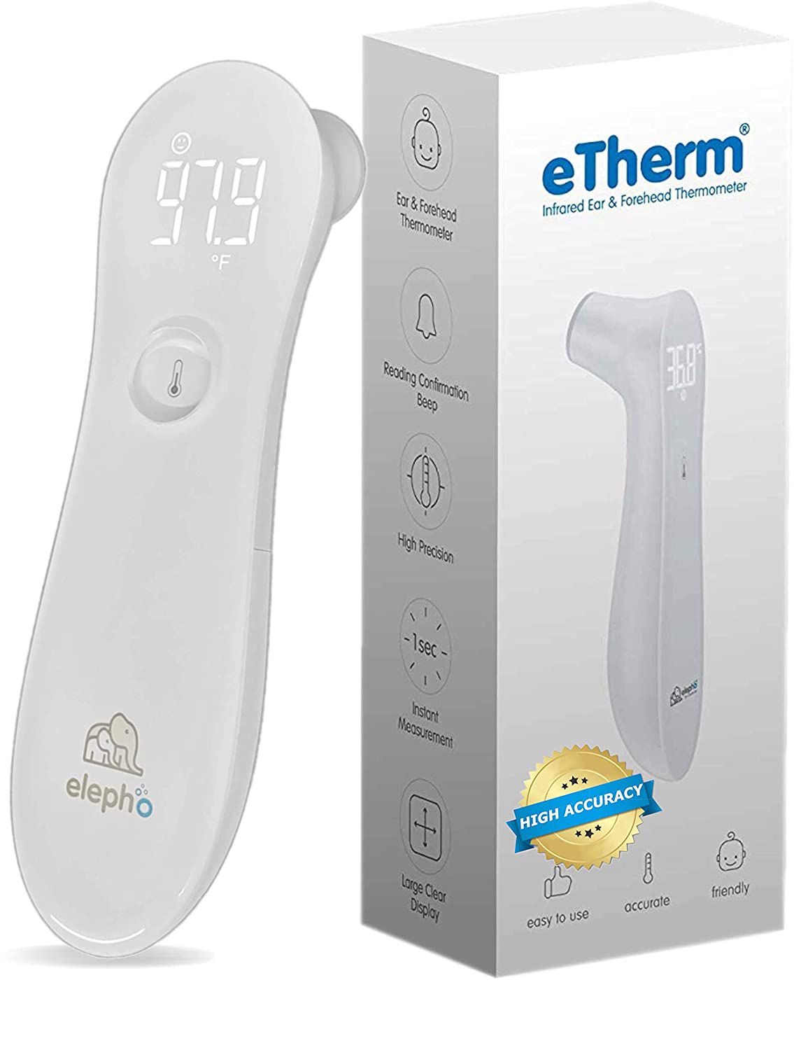 大象eTherm耳朵和额头温度计