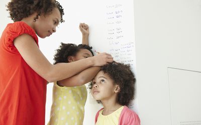 Sisters lined up to take their height