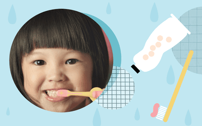 Young girl brushing her teeth