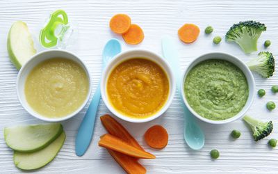 Baby Food Assortment of Fruit and Vegetable Puree