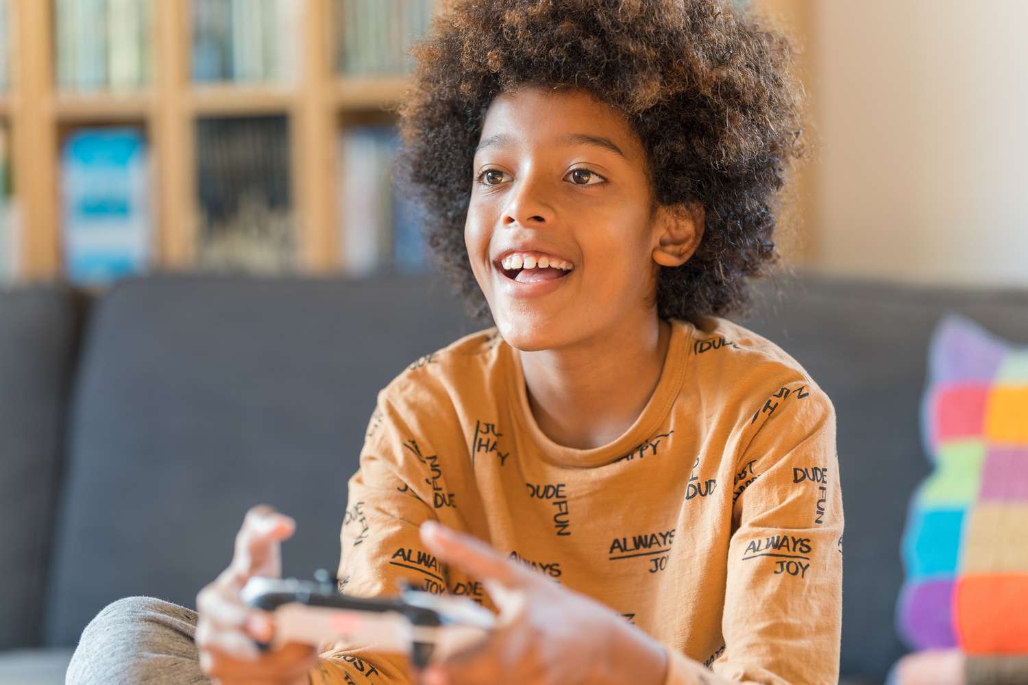 Boy playing video games