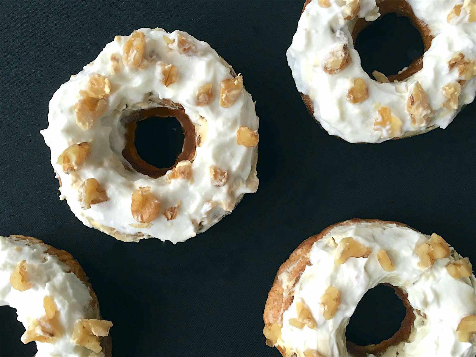 banana bread doughnuts with honeyed yogurt glaze