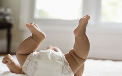 View of a baby in a diaper