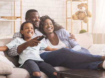 family watching TV together