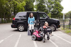 Mother with disabled child