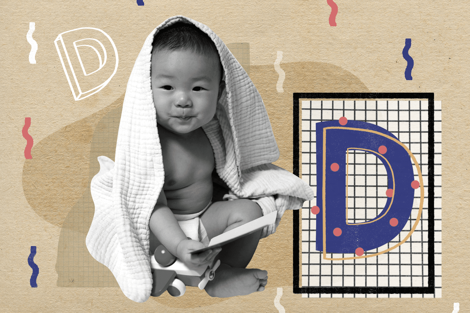 Baby with letter D