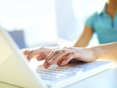 Child checking the laptop