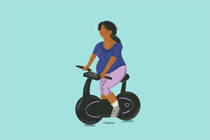 Illustration of pregnant woman spinning