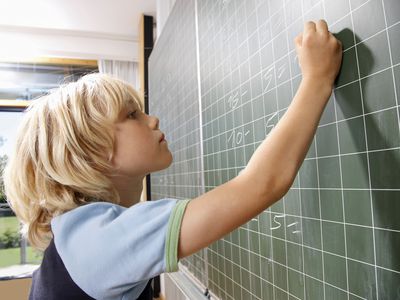 Boy learning math