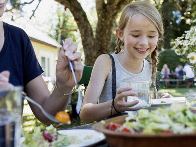 Child eating a salad