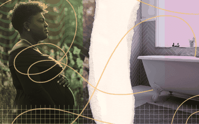 Pregnant woman near bathtub